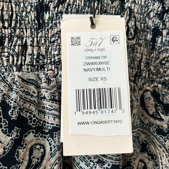 Cinq a Sept Stephanie top lined, size XS navy / multi color - Picture 2 of 6